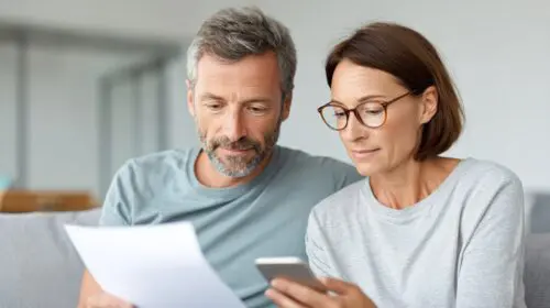 Couple reviewing their estate plan together at home
